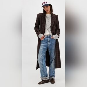 Free People Hailey Tweed Brown Plaid Duster